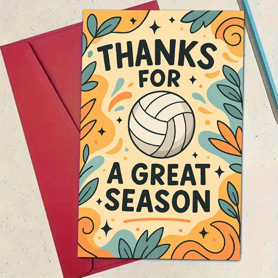 TEMU 1pc Greeting Card And 1pc Envelope, 1pc Thank You Card, For Volleyball Players And ' Gratitude, Thank You Card, Suitable For Team Gifts,