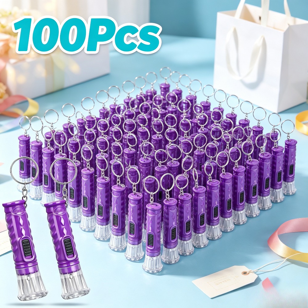 TEMU 100pcs Mini Flashlight Keychain Random Color Daily Use Portable Bag Charm Accessory For Adults Small Light Ornament For Handbag Backpack