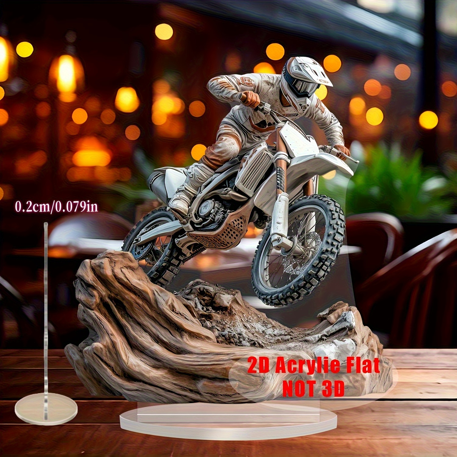 TEMU Impression plate 2D, Motard, Décoration de bureau, Saint-Valentin, Multi-, , Effet artisanal plat 2D, Type d'installation de bureau, pour la