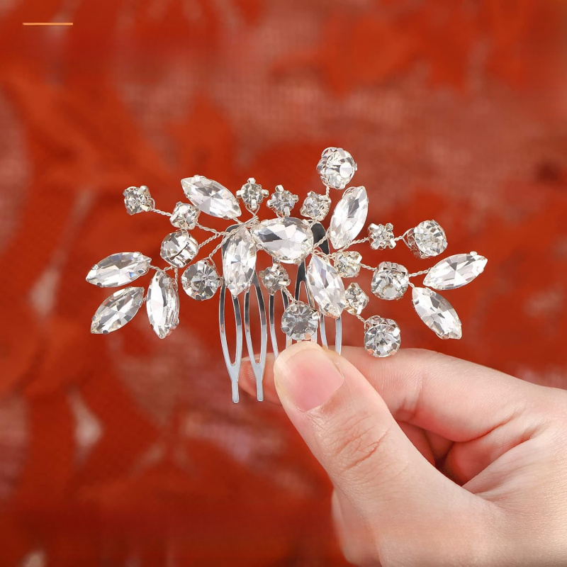 2pcs Silvery Shiny Branch Leaf Decorated Bridal Hair Accessory