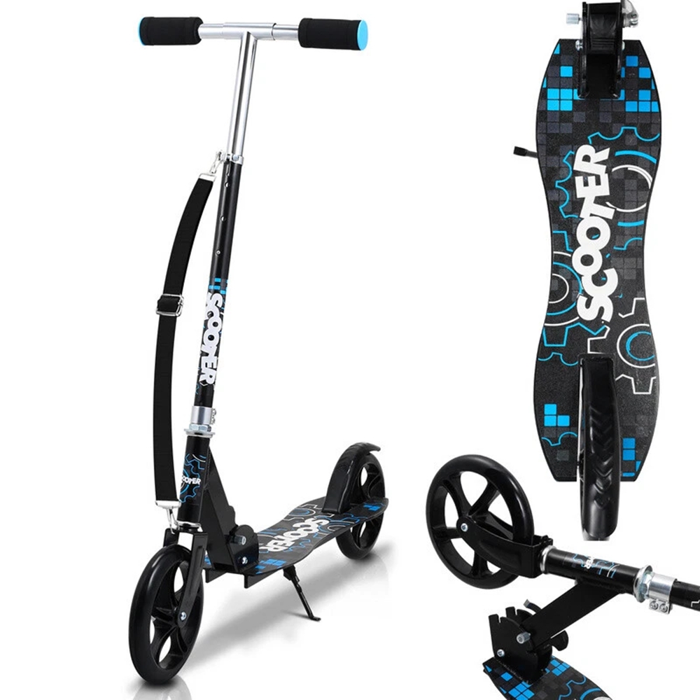 TEMU A Standard Black Scooter With Adjustable Height, Ergonomic Handlebars, A Rear Friction Brake, And A Foldable Design For Portability And Space