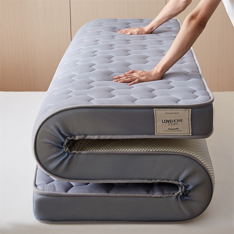 2025 New Model 5cm Thick Grey/White Memory Foam Mattress Topper Foldable  Bed Pad with Body-Adaptive, Spine Portable Bedspread for Single/Double 