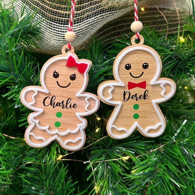 

Personalized Gingerbread Christmas Ornament - Custom Acrylic Keychain, Gift