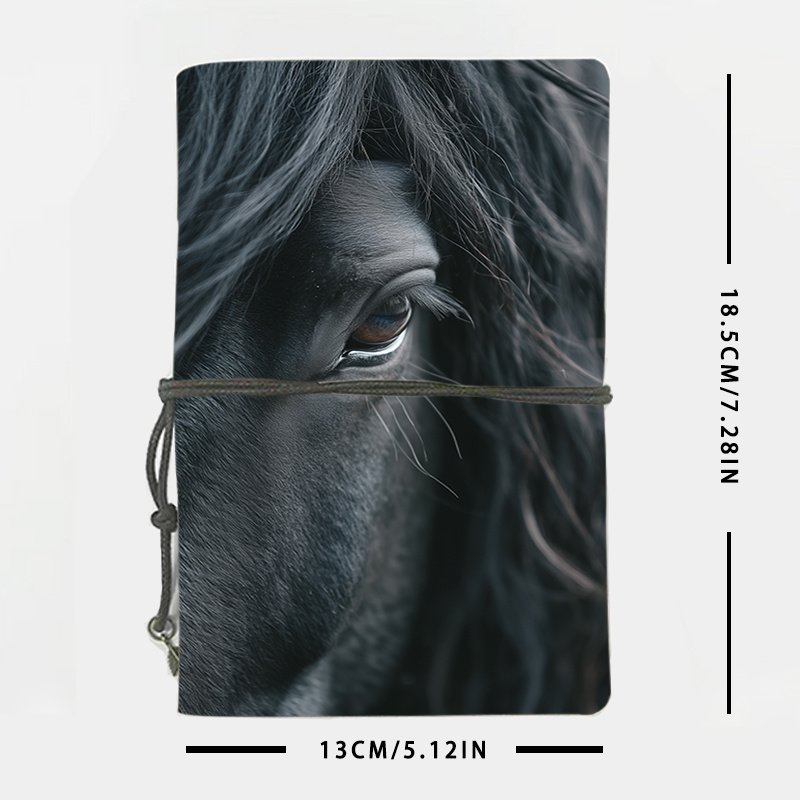 TEMU Carnet en Cuir Élégant - Design Cheval Noir avec Sections Étiquetées, 80 Feuilles/160 Pages, Couverture Souple et Perforée, Journal Compact &