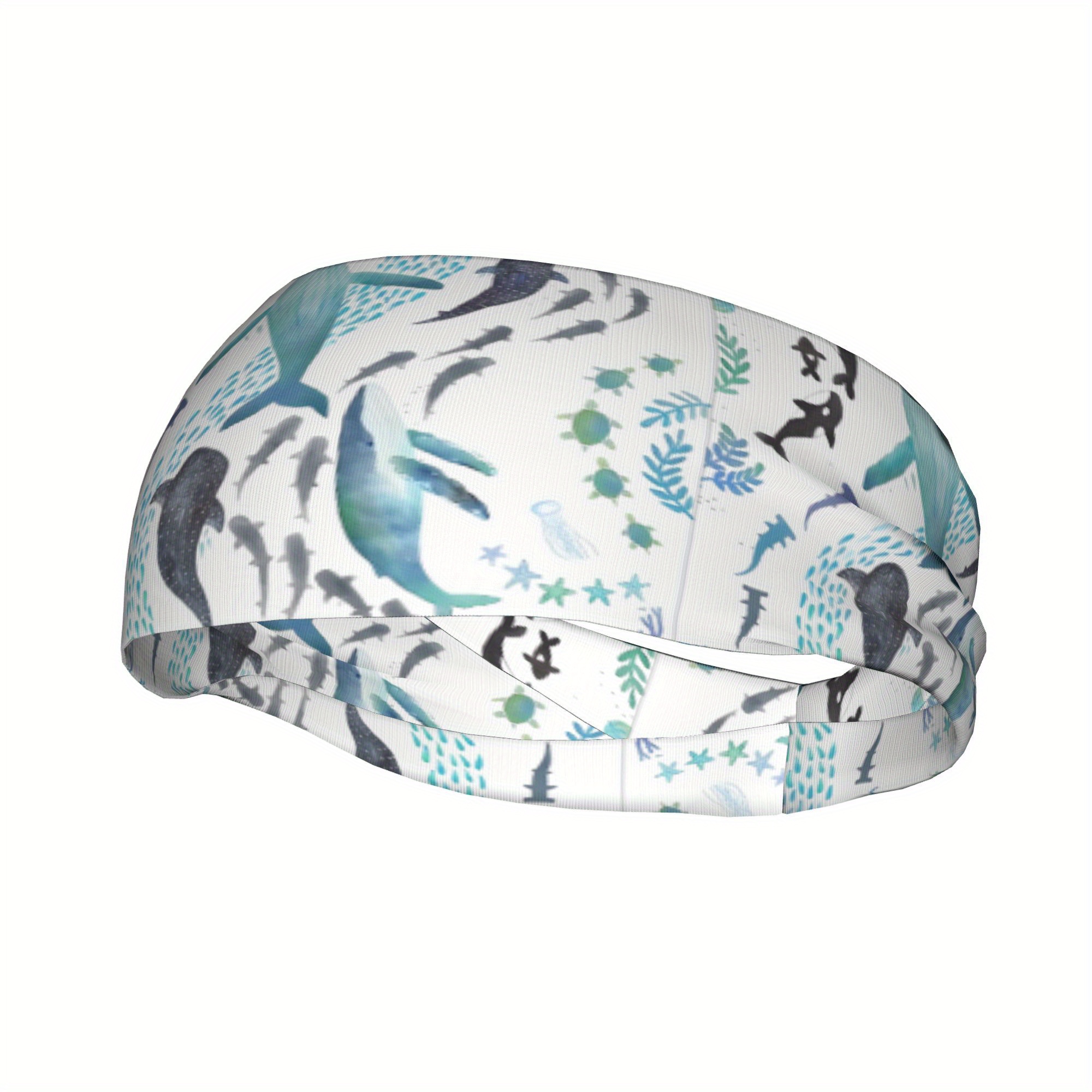 TEMU Deportiva Higroscópica con Estampado de Juego - , , Ballenas Jorobadas y Tortugas, Geométrico Marina , Accesorio para el Cabello Absorbente de