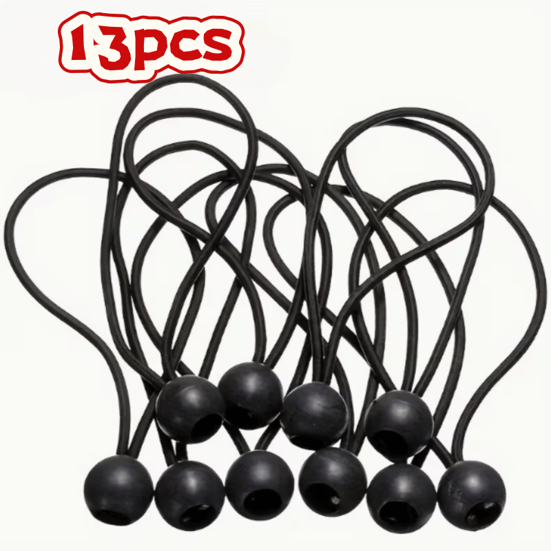Image of 13pcs Outdoor Camping Canopy Tent Fixing Storage Elastic Rope With Plastic Balls, Elastic Cord, Outdoor Fixing Elastic Rope With Plastic Balls, Canopy Fastener Elastic Ball Rope