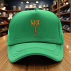 1pc adjustable trucker hat with life begins print black casual wear street style polyester fabric hand washable ideal for men and women casual headwear adjustable headgear polyester hat