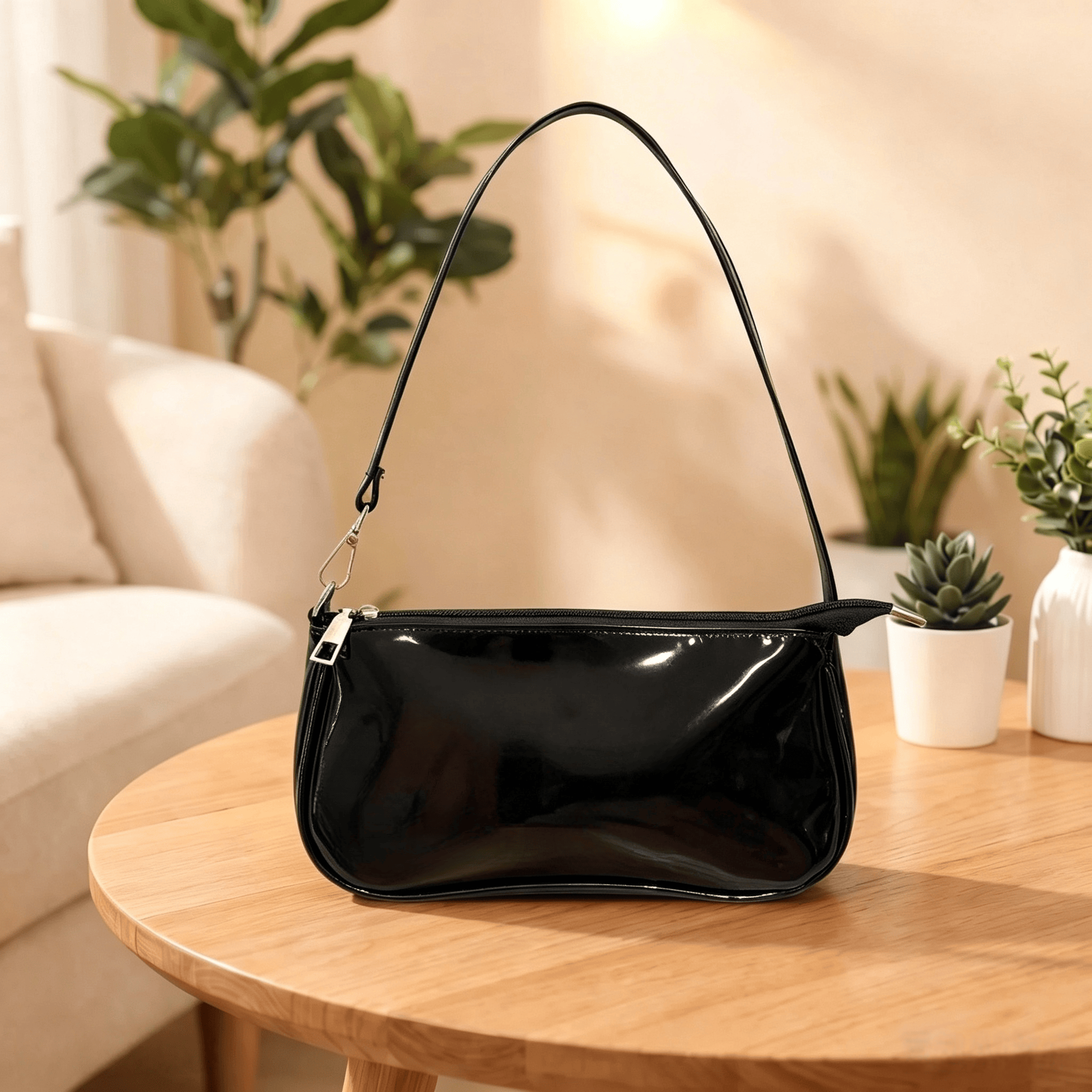 TEMU - Solid Color Underarm Bag - Versatile Shiny Single Shoulder Bag - Clutch