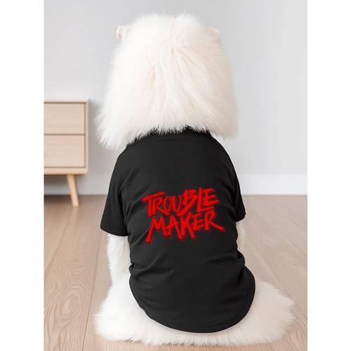 cartoon letter pattern pet t shirt comfortable daily sportswear suitable for cats and dogs ideal for walking indoor leisure and vacation