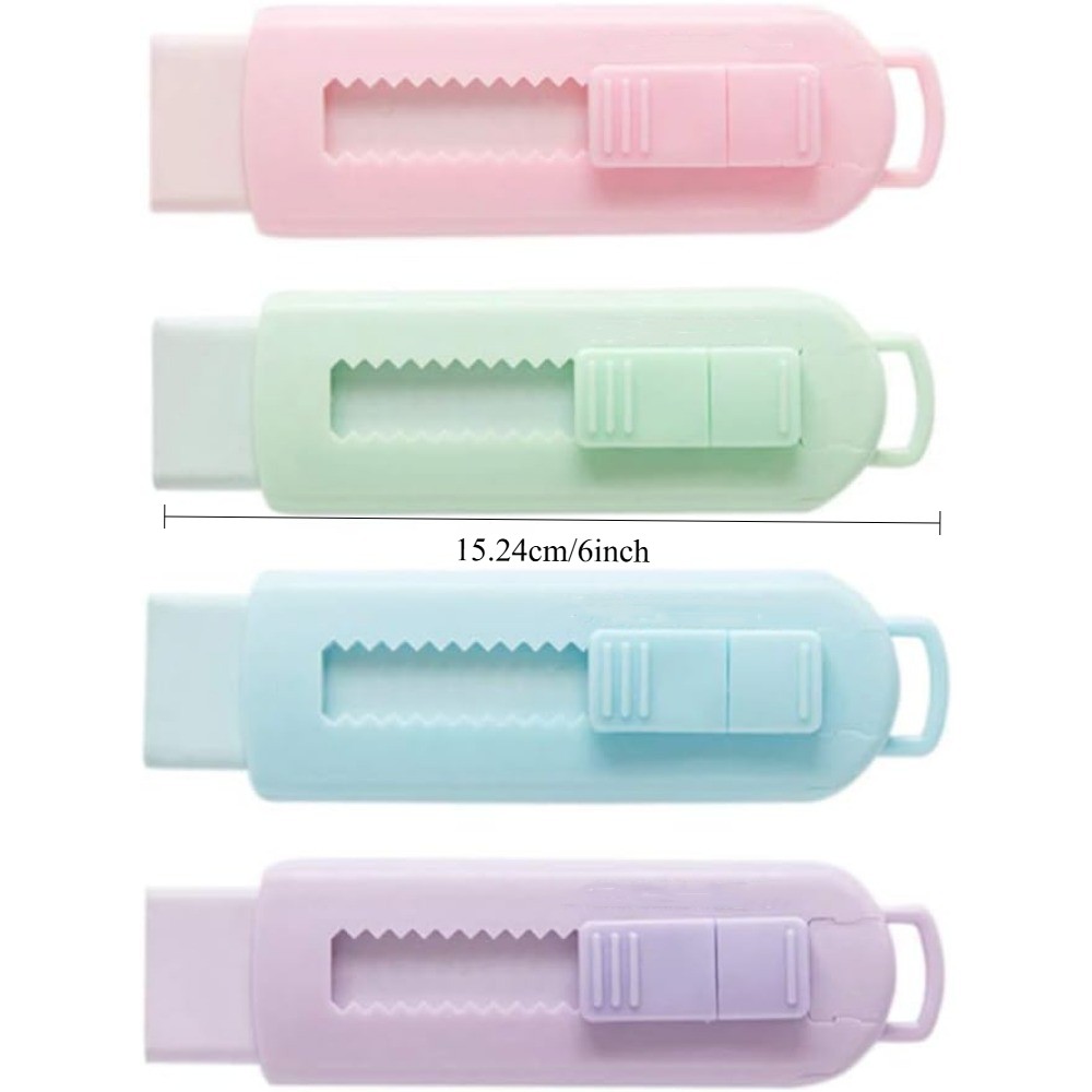 4 Count High Aesthetic Telescopic Rubber Eraser, Macaron Style Pastel Colors Retractable Design For Precise Erasing In Exams, Office