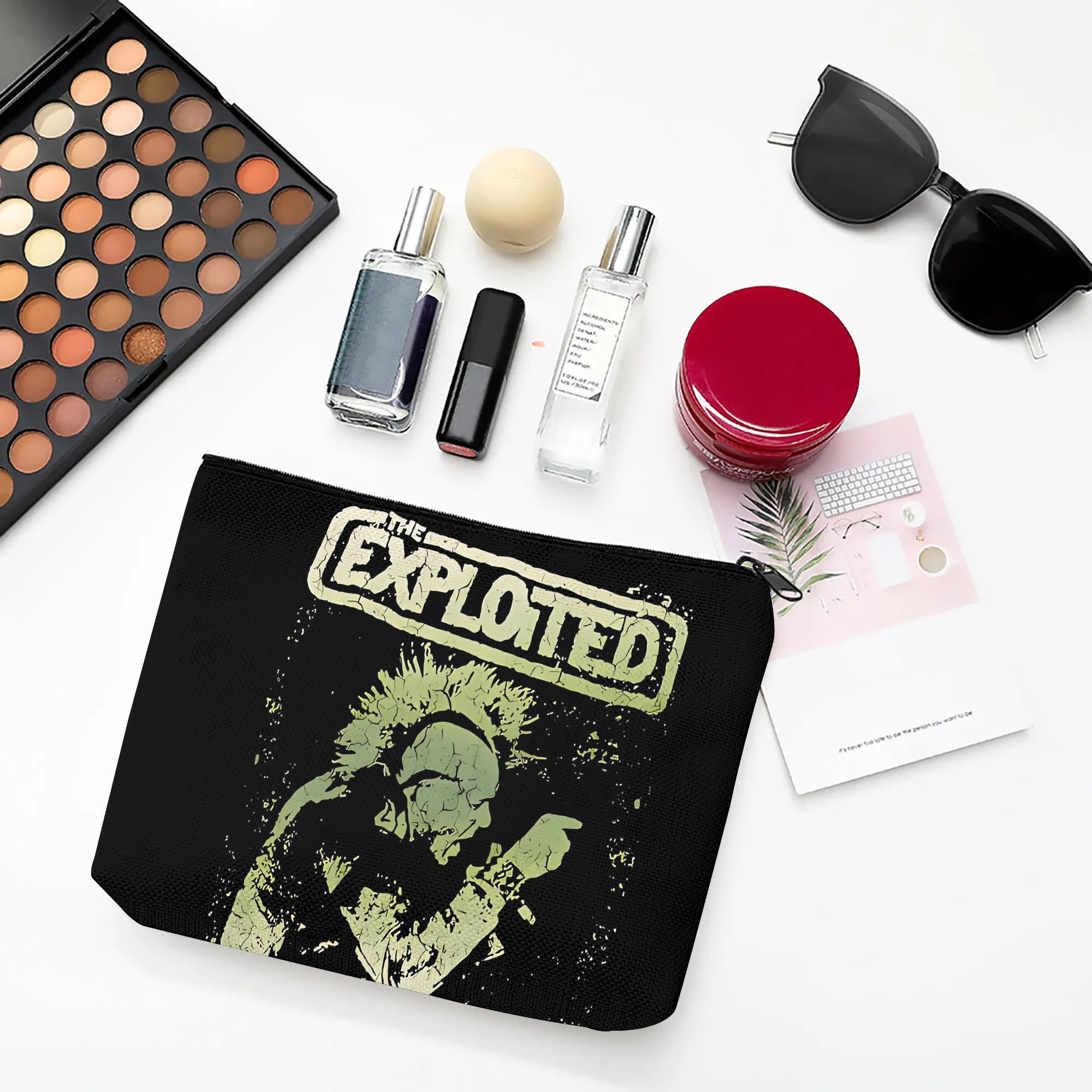     themed cosmetic bag suitable for gift or personal use retro punk pouch with iconic     organization   lovers  