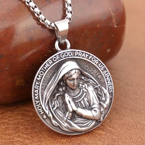 1pc exquisite design mary necklace pendant 316l steel fashionable suitable for daily wear thanksgiving prayer necklace gospel religious jewelry