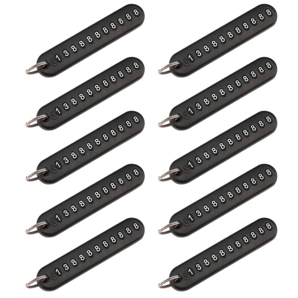 Image of 10pcs Car Key Anti-loss, Phone Number Tags, Keychains, Key Pouch Loops, Unisex Pendants, Small Gifts With Phone Numbers