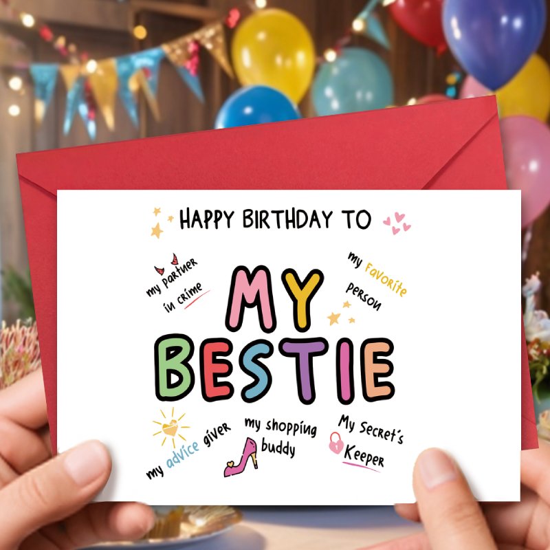 Happy Birthday Best Friend Card - Kawaii Birthday Card, Funny Pun Birthday Card, Cherry Best Friend, Gingham Card