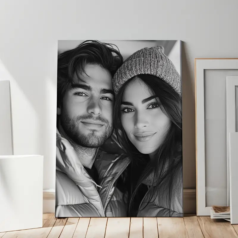 TEMU Custom Wooden Frame Canvas Print, Perfect Gift For , Family, Couples - Personalized Photo Poster, Home Decor, Memory, Suitable For Living Room,
