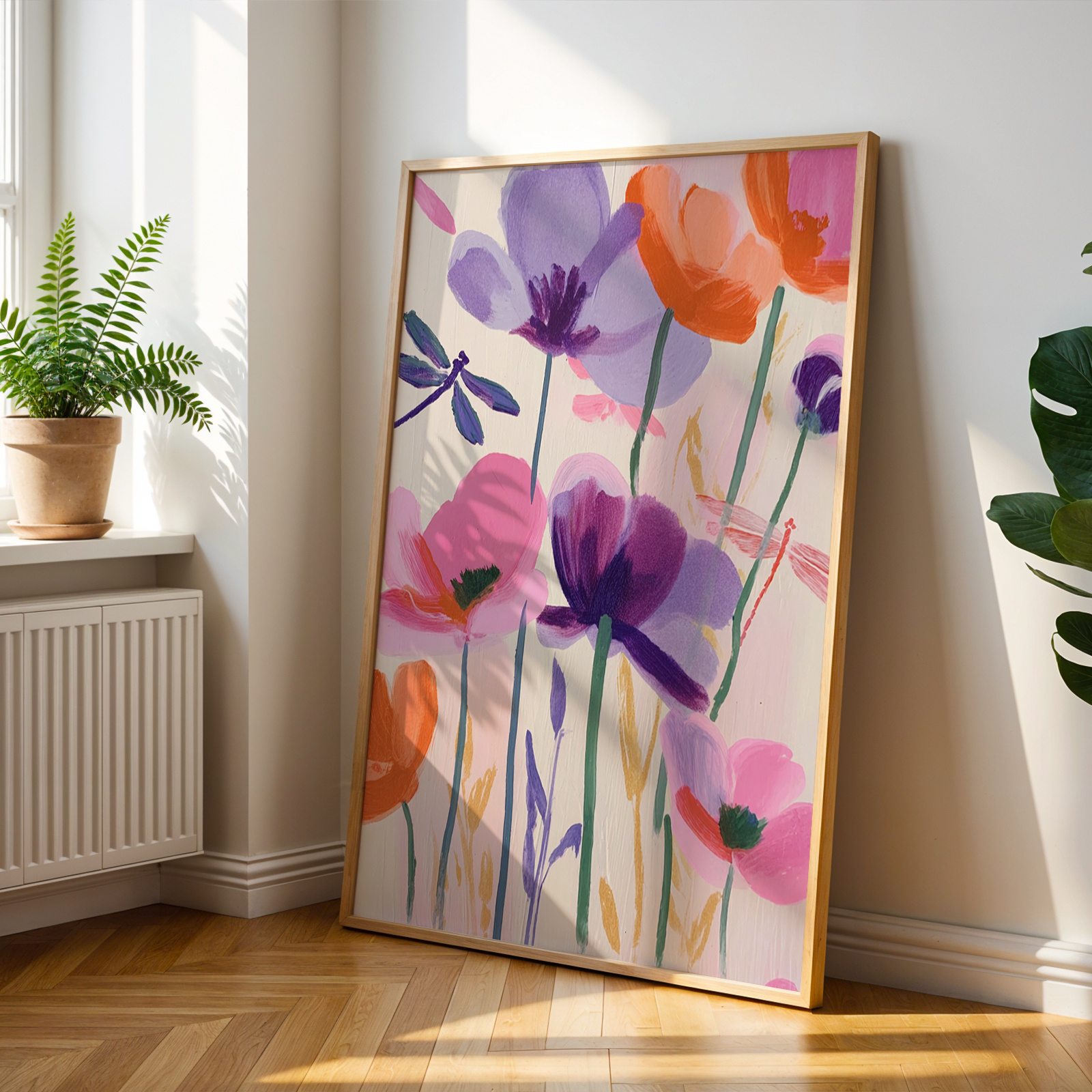 E-shop 1 Stück Moderner Minimalistischer Wildblumen-Botanik Kunstdruck - Abstrakte Farbenfrohe Blumen-Leinwandmalerei, Ideal für Schlafzimmer &