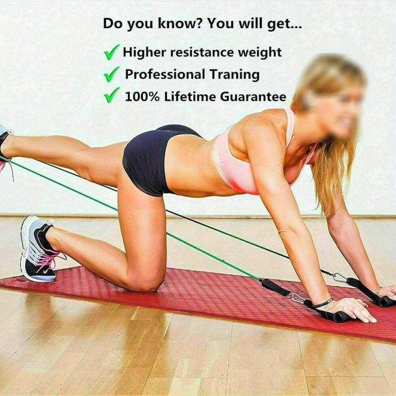 11pcs Resistance Band Set with Pull Rope Elastic Home Gym Fitness Exercise Kit for Strength Training and Flexibility