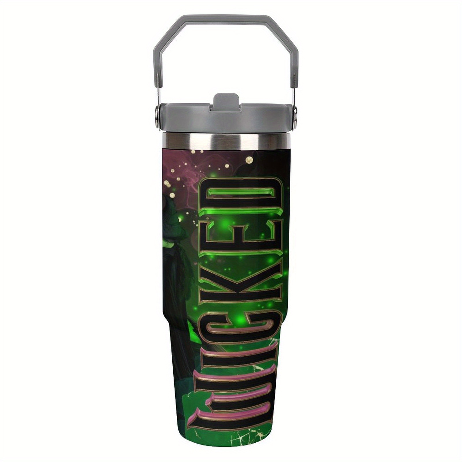 TEMU 1pc 30oz Stainless Steel - "" Themed, Vacuum Insulated Slim Cup For Drinks, Portable With Handle, Ideal For Home, Office, Travel, Camping - Unique Birthday Gift