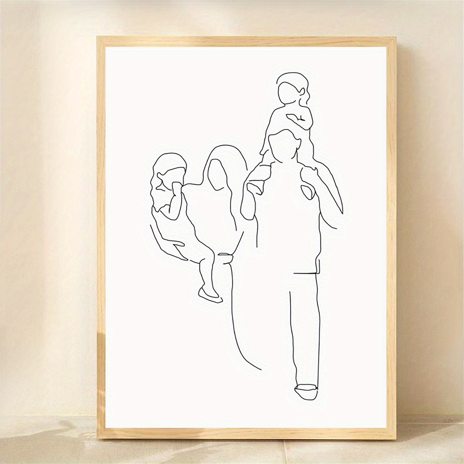 TEMU [2d Flat] 1pc, 2d Flat, Frameless, 12x16 Inches, Art, Family Painting, Family Illustration, Family Mural, Family Portrait, Mother's Day Gift,