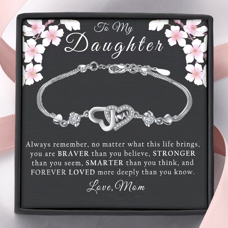 Image of To My Daughter Adjustable Bracelets Love Heart Charm Link Bracelets, Daughter Bracelet, Daughter Gifts