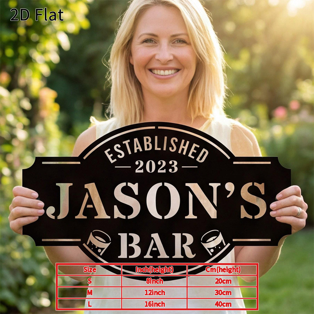 TEMU 1pc Personalized Bar Metal Wall Art Custom Rustic Plaque Durable Outdoor Decor For Home Garden Patio Garage For Man Cave Perfect Gift For Father