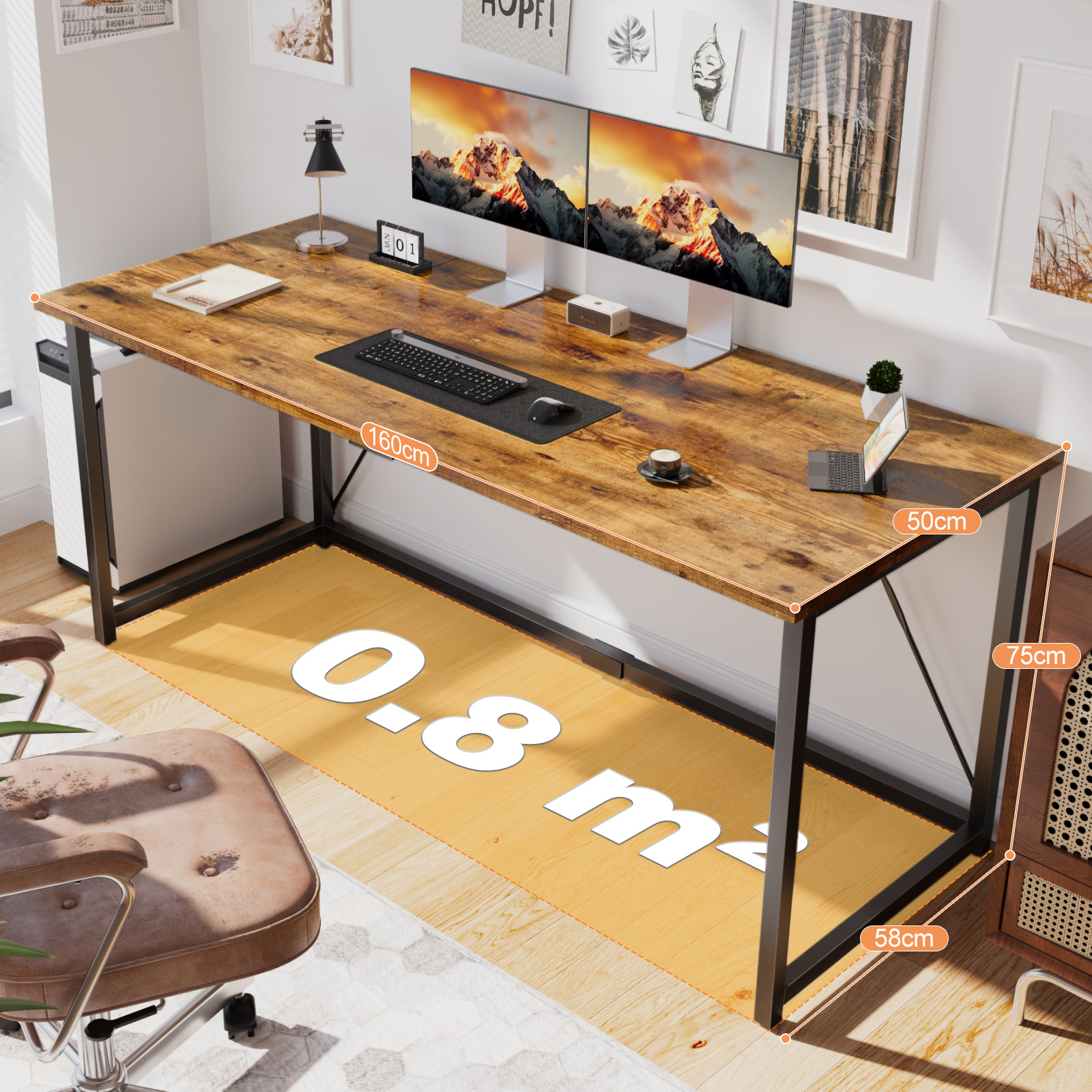 TEMU Homall 120/140/160cm Computer Desk, Industrial Style Studio Desk, Small Home Office Computer Desk, Gaming Desk, Small Office Desk, , Small ,