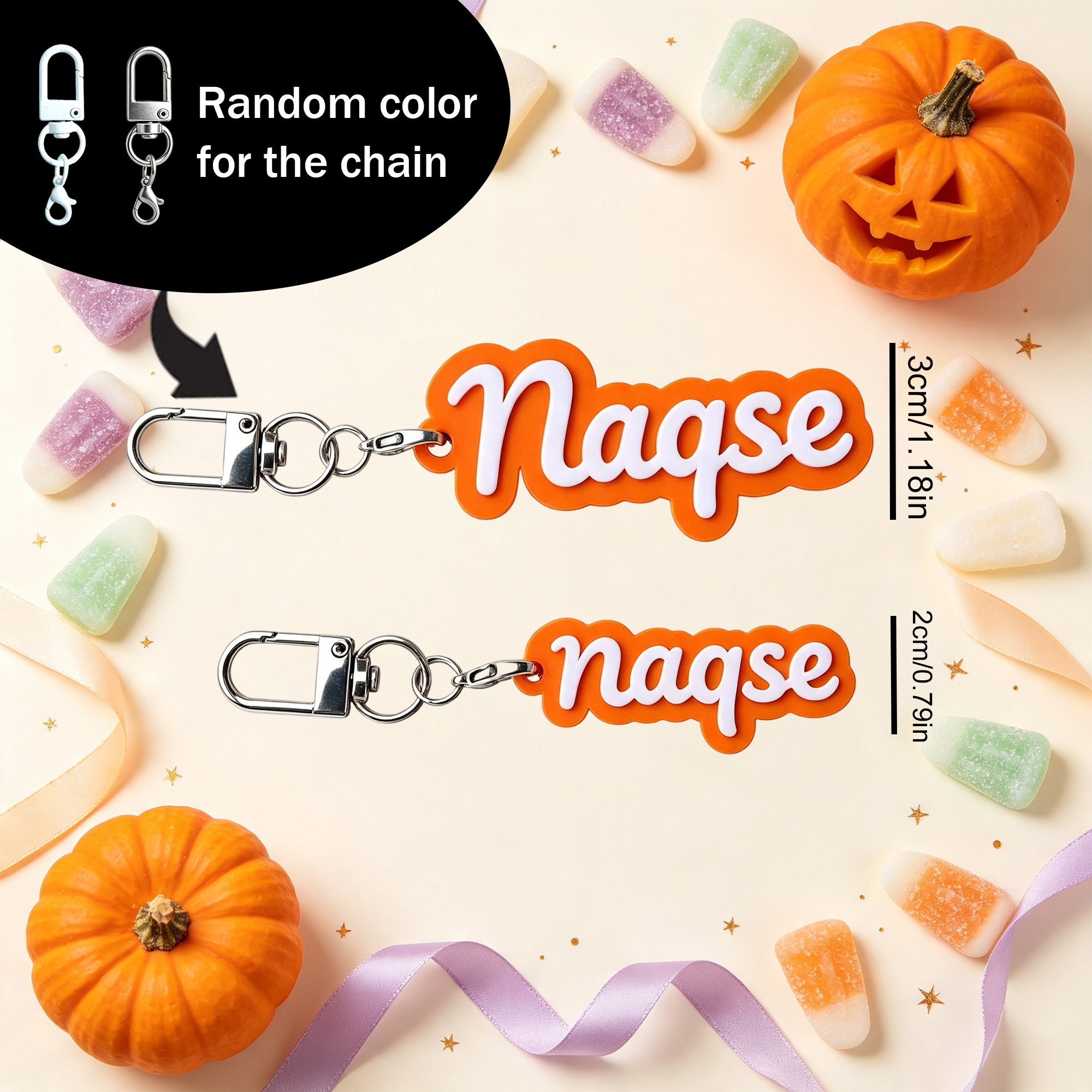 Personalized Custom 3D Printed Text Chain Keychain