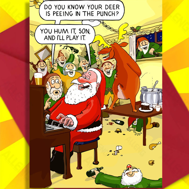 Cartoon Dirty Christmas Memes Dirty Santa Ladder And Elf PRINT Art