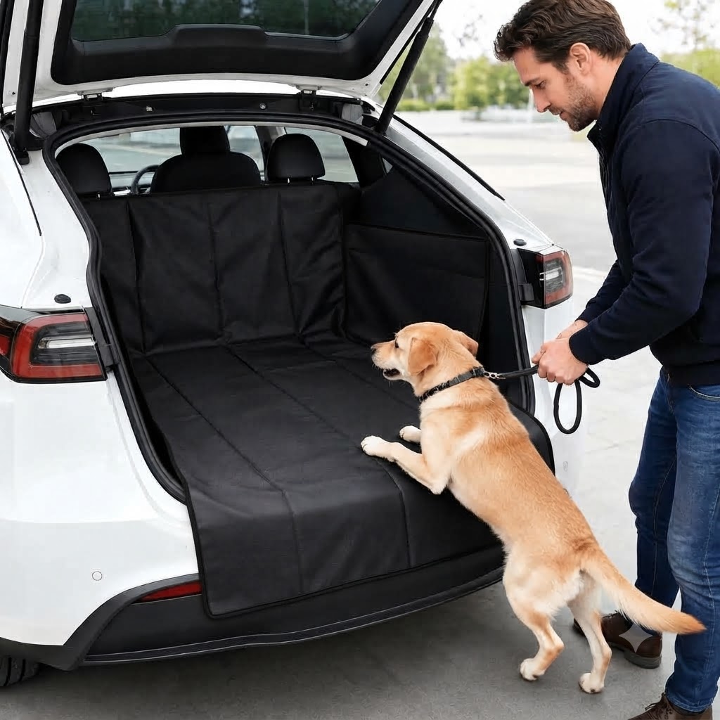 TEMU Trunk Pet Mat, New Style Automotive Pet- Dog Kennel With Diamond Grid Quilting, Wear-resistant And Scratch-proof Pet Mat, Luxury Foldable Dog