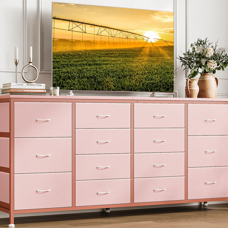 14-drawer chest, 63-inch tv stand with power outlet for 65, 70, and 75-inch  tvs, extended fabric dresser entertainment unit for bedroom, closet, living  room, and entryway | High-quality & Affordable | Temu