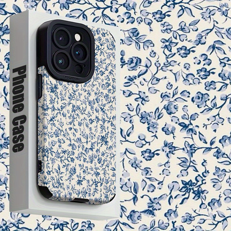 TEMU Blue And White Floral Pattern Phone Case For Iphone 16/for Iphone 13 Pro/for Iphone 14/for Iphone 14 Plus/for Iphone 16 Plus/for Iphone 13/for