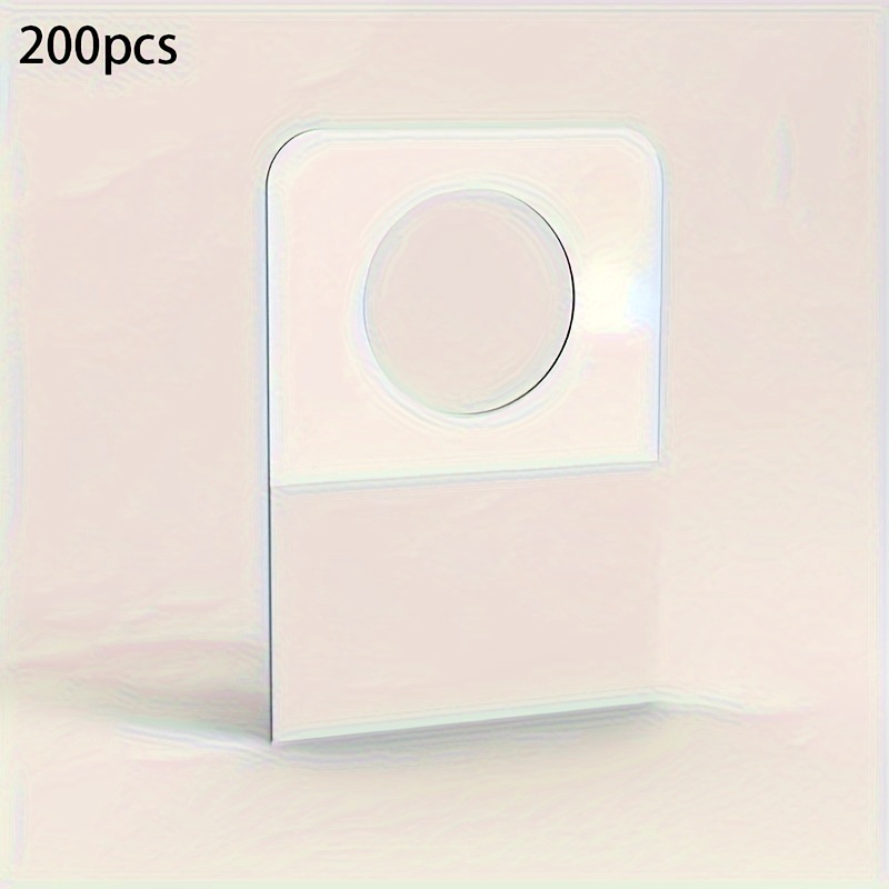 TEMU 100/200pcs Transparent Self-adhesive Hanging Tabs With Round Holes- Durable Plastic Labels, Suitable For Retail Display, Office And Home Use
