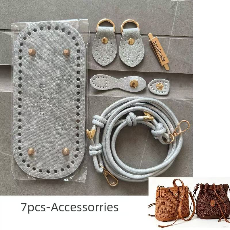 TEMU 7pcs Crochet Bag Making Kit| Pu Adjustable Buckle, Base And Gourd-shaped Buckle, Fashionable Pu Shoulder Bag, Handmade Craft Materials, Easy To