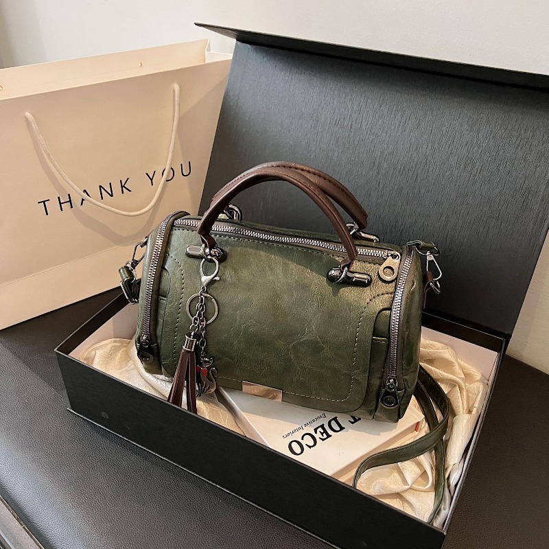 TEMU New Korean-style Versatile Vintage Fashion Shoulder Crossbody Women', Boston Pillow Bag, Large Capacity Ladies' Handbag