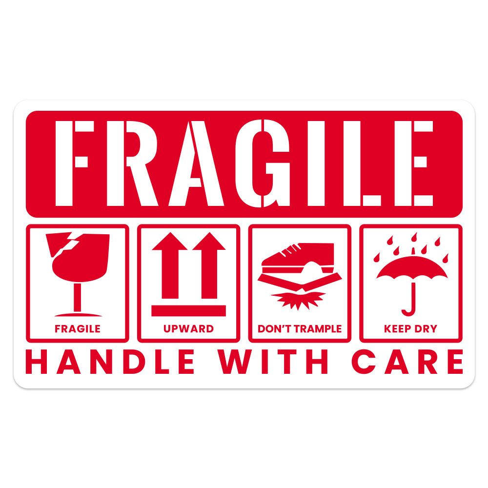 E-shop 50 Stück "Fragil" Warnetiketten Aufkleber, Trocken, Nicht Betreten