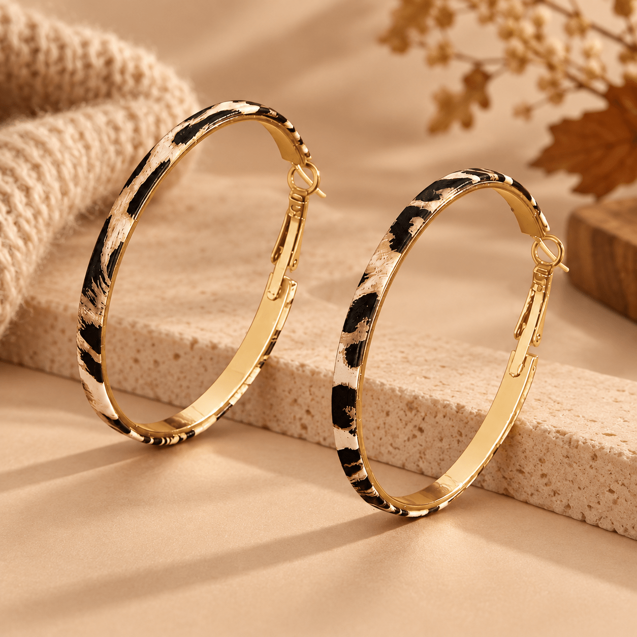 TEMU 1 Pair High-end Retro Elegant Irregular Leopard Print Women's Earrings, Suitable For Daily Vacation Dates, Halloween Parties, Valentine's Day