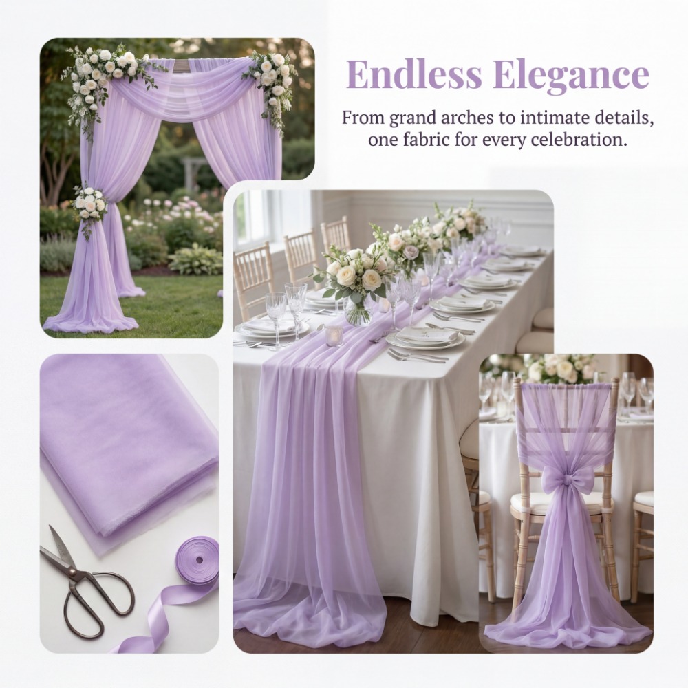 TEMU Lot de 2 rouleaux de tulle en transparente - Prédécoupé, convient pour cantonnières, décorations de mariage, housses de table et de chaise,