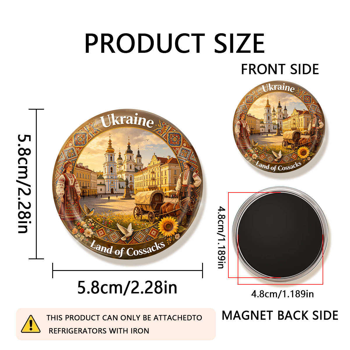 TEMU 1pc 2d Flat Land Of Durable Round Fridge Magnet, Suitable For Photos, Postcards, Etc. To , As A Kitchen Decoration