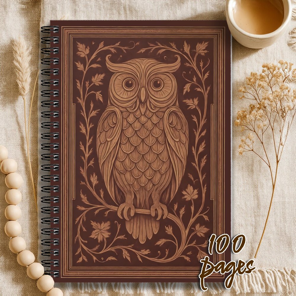 TEMU 1pc Spiral Notebook Journal, Spiral Notebook For Diary And Office Planners, Retro Owl Diary, Bird Notebook, Dark Retro Animal Diary, Diary,