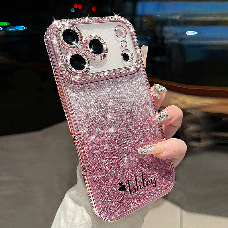 Custom DIY Name Sparkling Rhinestone Phone Case Suitable for 17 Pro Max, 15, 16 Pro Max, 13 Pro, 12 Pro Max, And 14, Personalised Phone Case With Strap, Phone Case, Handy Cover