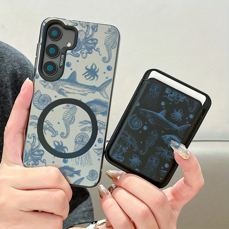 TEMU Phone Case: 2pcs Set For S25 Creative Bentho Pattern Magnetic Phone Case & Fashionable Luxury Artificial Leather Magnetic Property