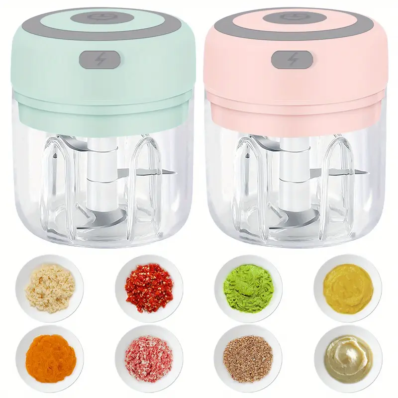 2 packs mini food processor electric mini garlic cutter mini mincer garlic crusher and easy to clean for mincing vegetables pepper onion garlic ginger spices and meat tool 250ml usb charging details 9