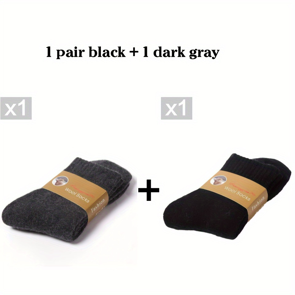 Autumn Winter Thickened Wool Socks, Unisex Solid Color Casual Warm Mid-calf Socks, Hand Wash Only