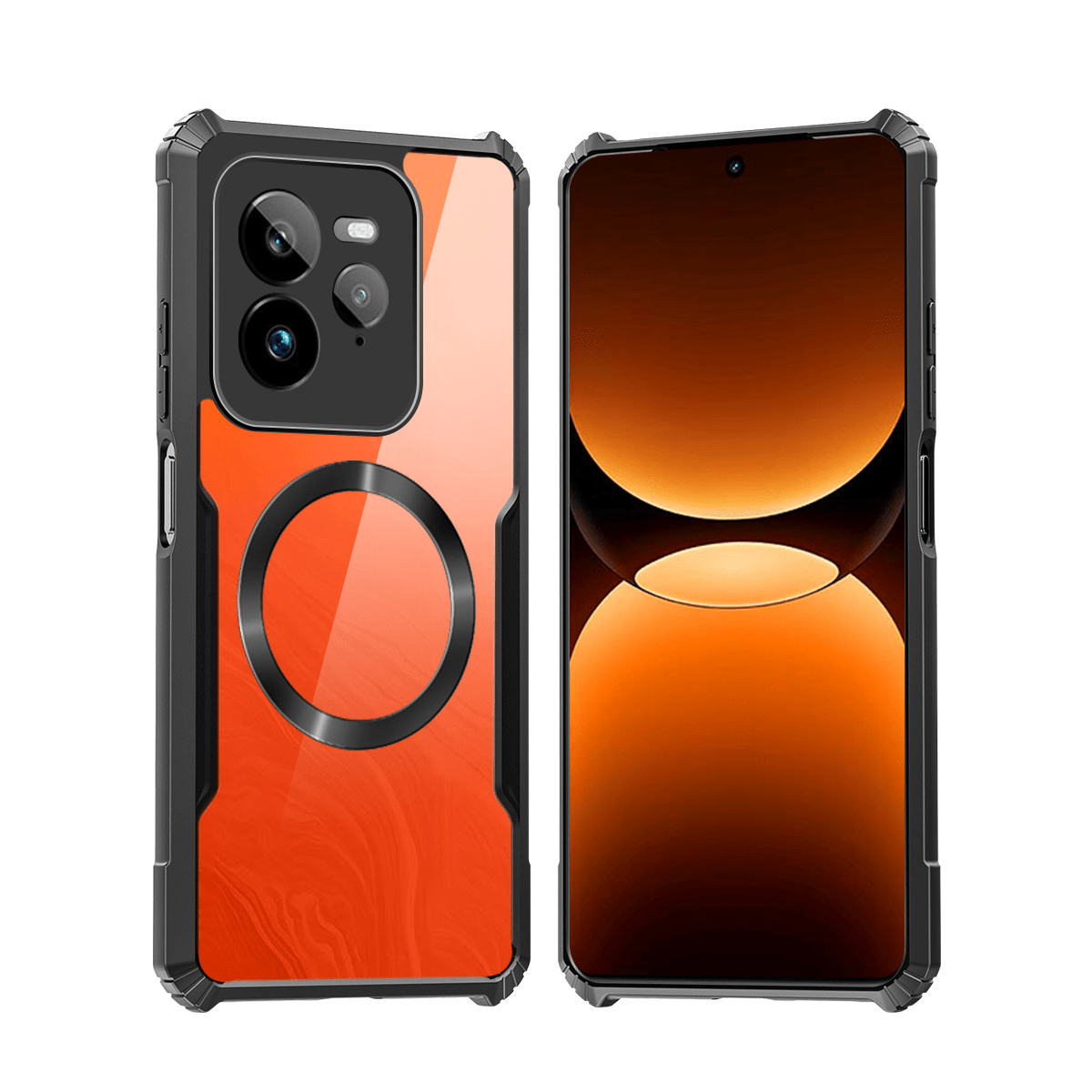 TEMU para teléfono: Compatible con Realme Pro 5G, Carcasa magnética, Cubierta antigolpes, Trasera transparente de acrílico, Protección resistente
