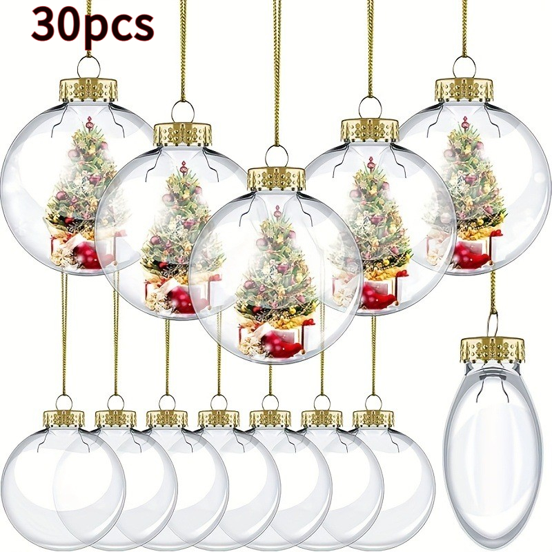 TEMU A Set Of 10pcs 20pcs 30pcs, 3.15 Inch Plastic Christmas Ornaments With Golden And Silver Caps And Lanyards - Hollow Decorative Balls For Holiday