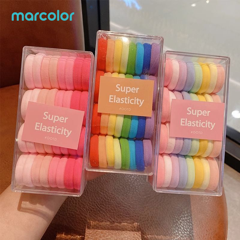 32pcs Soft Gradient Hair Tie Set with Clear Storage Case