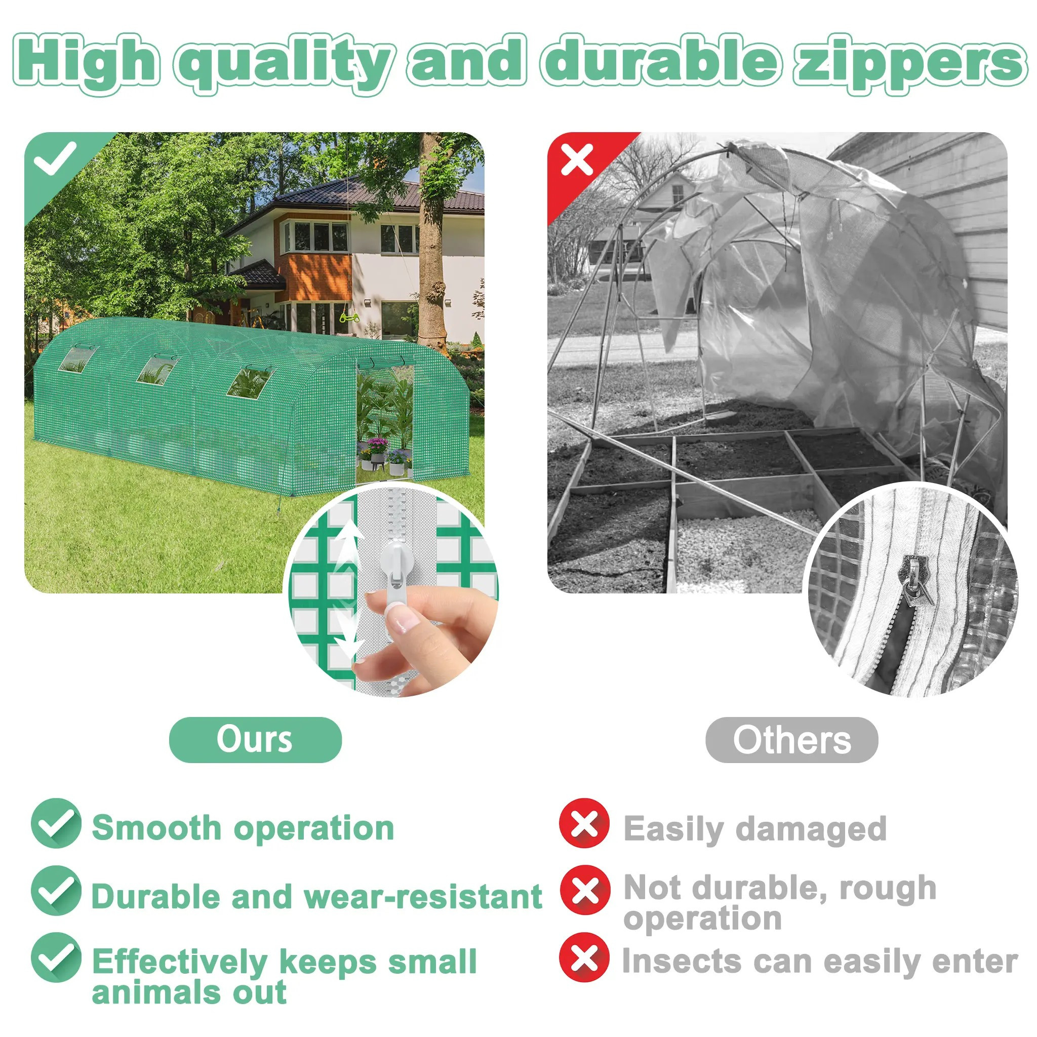 greenhouse for the garden   with windows uv resistant with galvanized   and mosquito net green 5