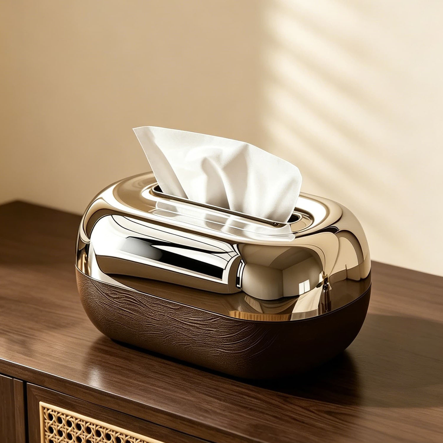 TEMU Boîte à mouchoirs de bureau de luxe avec texture cuir électroplaqué, pour les passionnés de décoration intérieure, surface brillante , parfaite