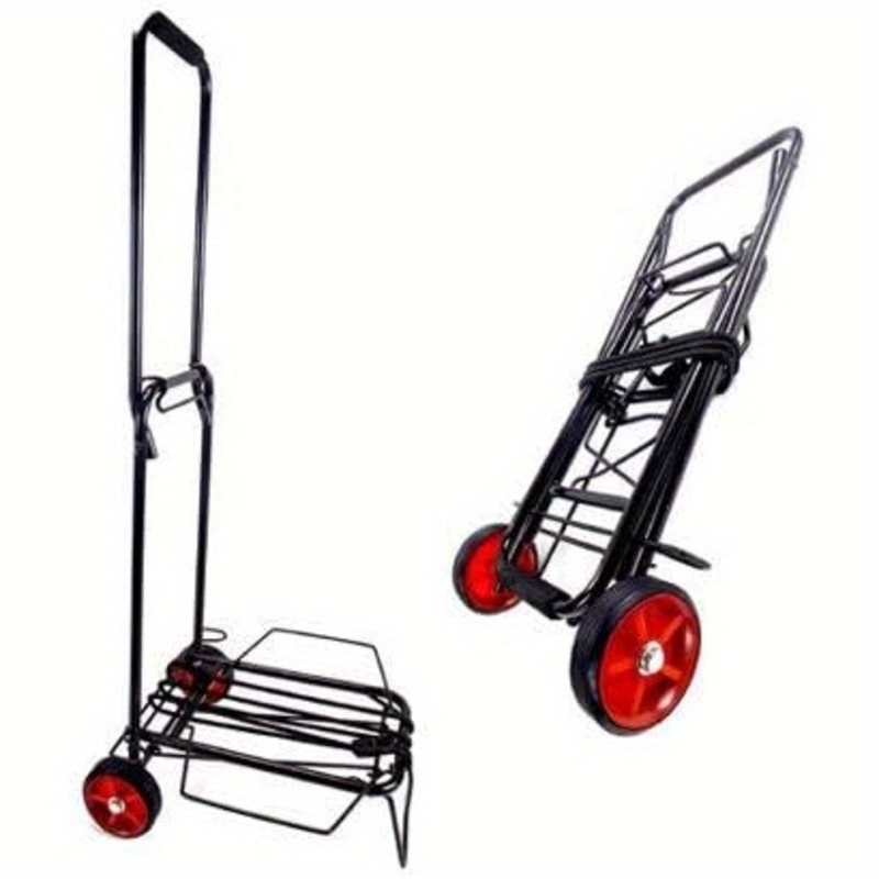 ISOP Heavy-Duty Folding Shopping Cart Dolly with 2 Swivel Wheels - Lightweight Portable Utility Trolley, Foldable Design, Sturdy Construction for Grocery, Warehouse, Office, Home - Space-Saving Heavy Loads, Warehouse Equipment, Compact Storage, Durable Plastic, Office Workers