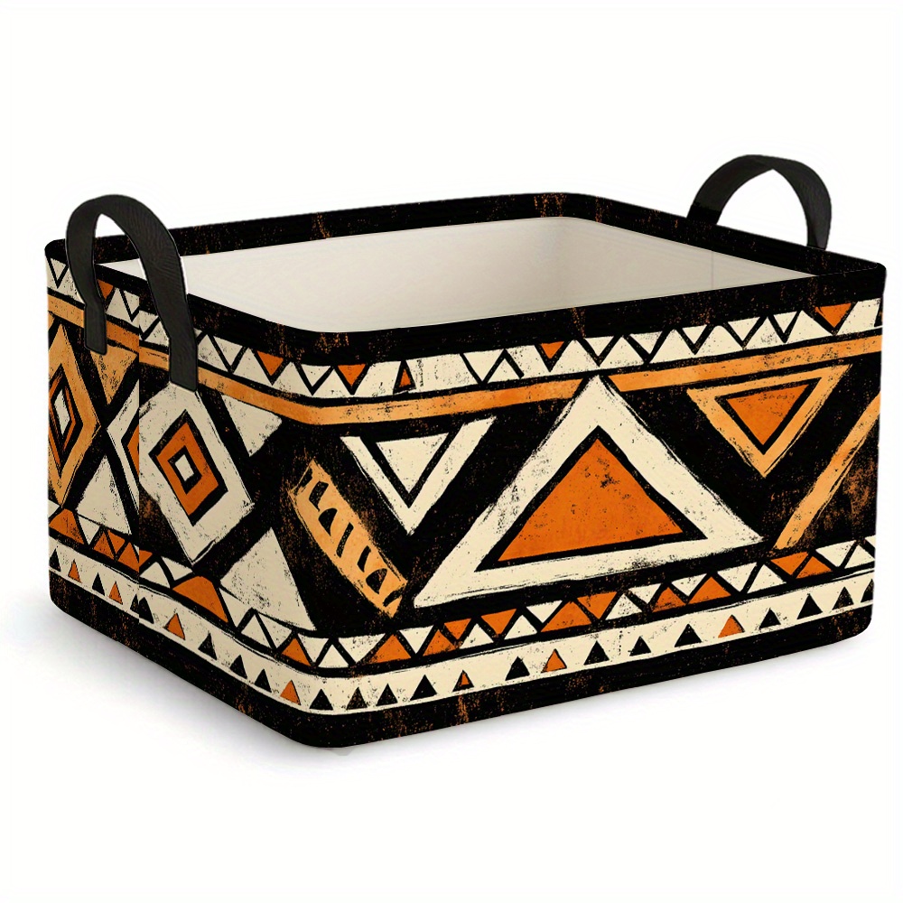 TEMU 1 Extra Large Foldable Storage Basket With African Tribal , Oversized Foldable Storage Basket, Open Storage Bin, Rectangular Fabric Storage Box